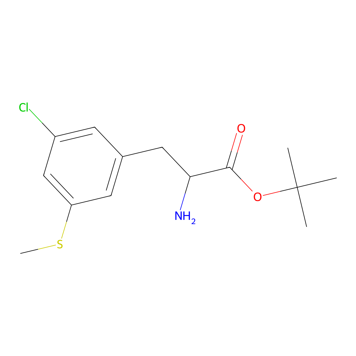 Tert-butyl 2-amino-3-[3-chloro-5-(methylsulfanyl)phenyl]propanoate molecular structure, CAS 2680571-31-5