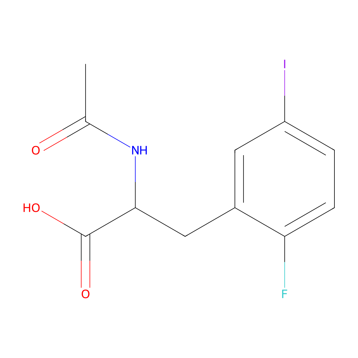 2-Acetamido-3-(2-fluoro-5-iodophenyl)propanoic acid molecular structure, CAS 2680571-33-7