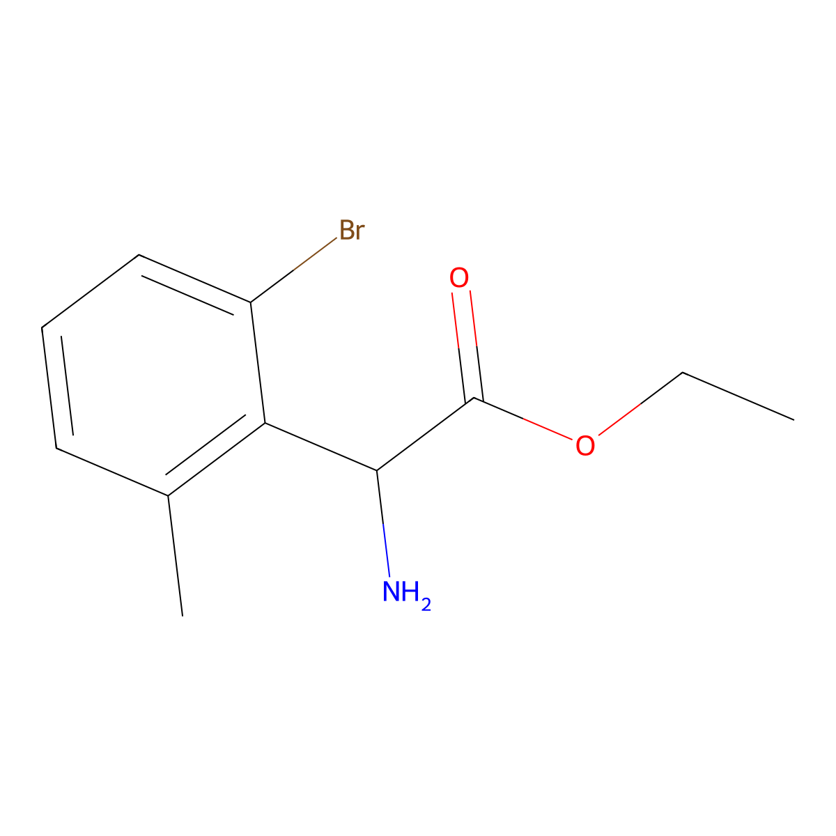 Ethyl 2-amino-2-(2-bromo-6-methylphenyl)acetate molecular structure, CAS 2680571-35-9