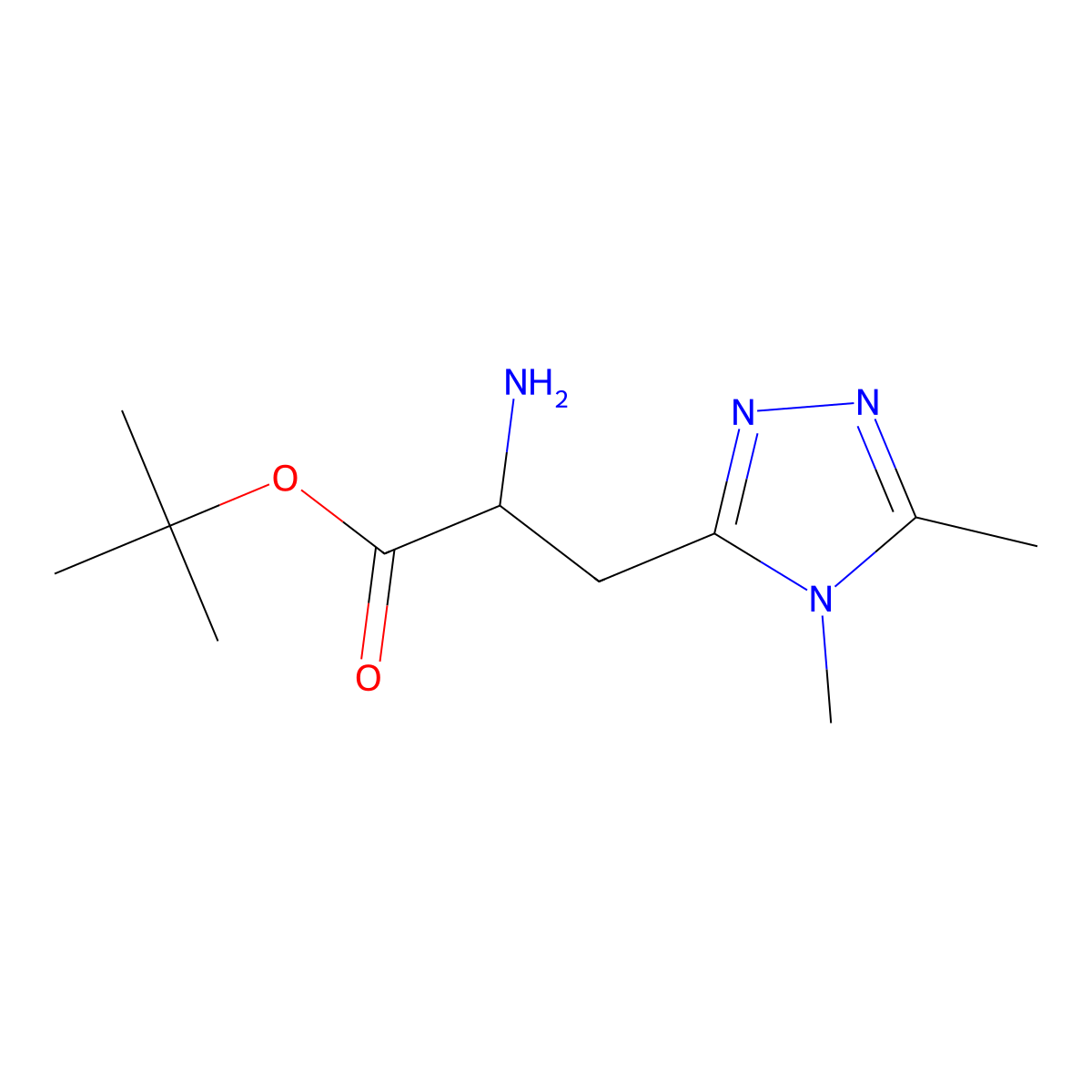 tert-butyl 2-amino-3-(dimethyl-4H-1,2,4-triazol-3-yl)propanoate molecular structure, CAS 2680571-36-0