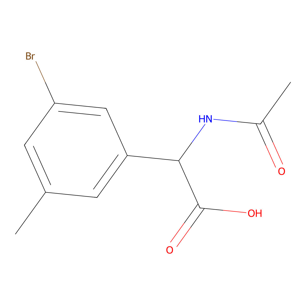 2-(3-Bromo-5-methylphenyl)-2-acetamidoacetic acid molecular structure, CAS 2680571-41-7