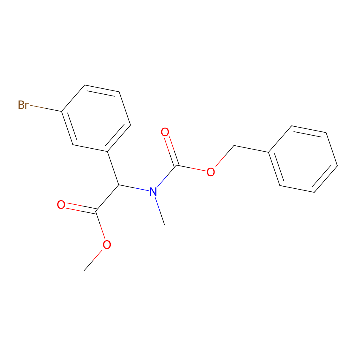Methyl 2-{[(benzyloxy)carbonyl](methyl)amino}-2-(3-bromophenyl)acetate molecular structure, CAS 2680571-45-1