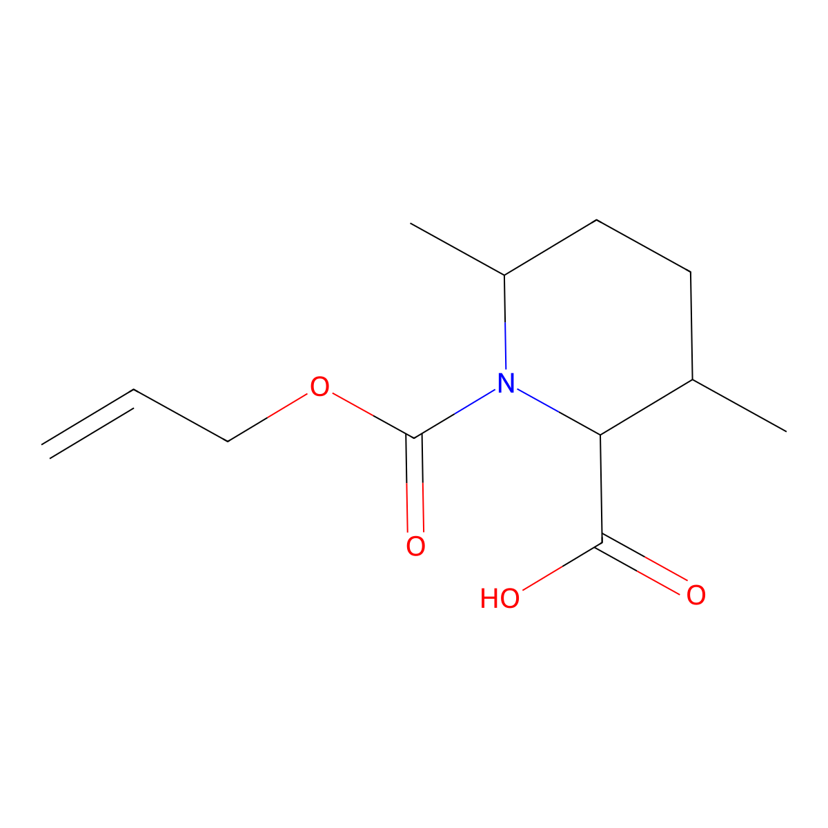 3,6-Dimethyl-1-[(prop-2-en-1-yloxy)carbonyl]piperidine-2-carboxylic acid molecular structure, CAS 2680571-51-9