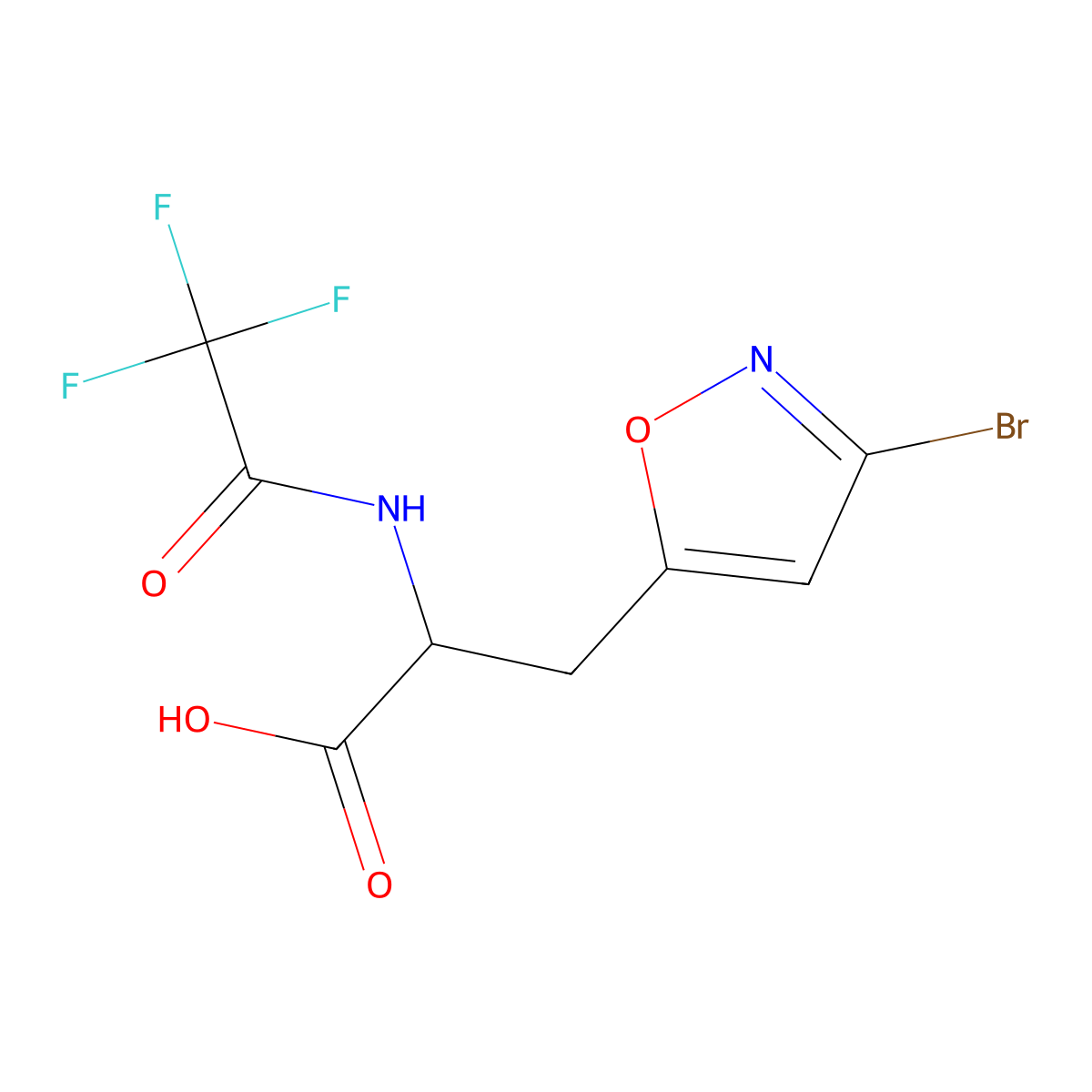3-(3-Bromo-1,2-oxazol-5-yl)-2-(2,2,2-trifluoroacetamido)propanoic acid molecular structure, CAS 2680571-61-1