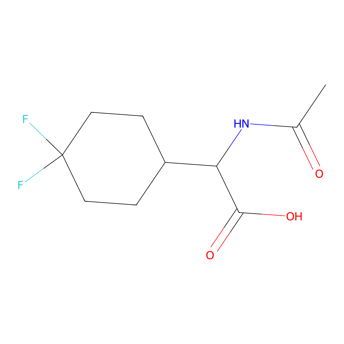 2-(4,4-Difluorocyclohexyl)-2-acetamidoacetic acid molecular structure, CAS 2680571-62-2