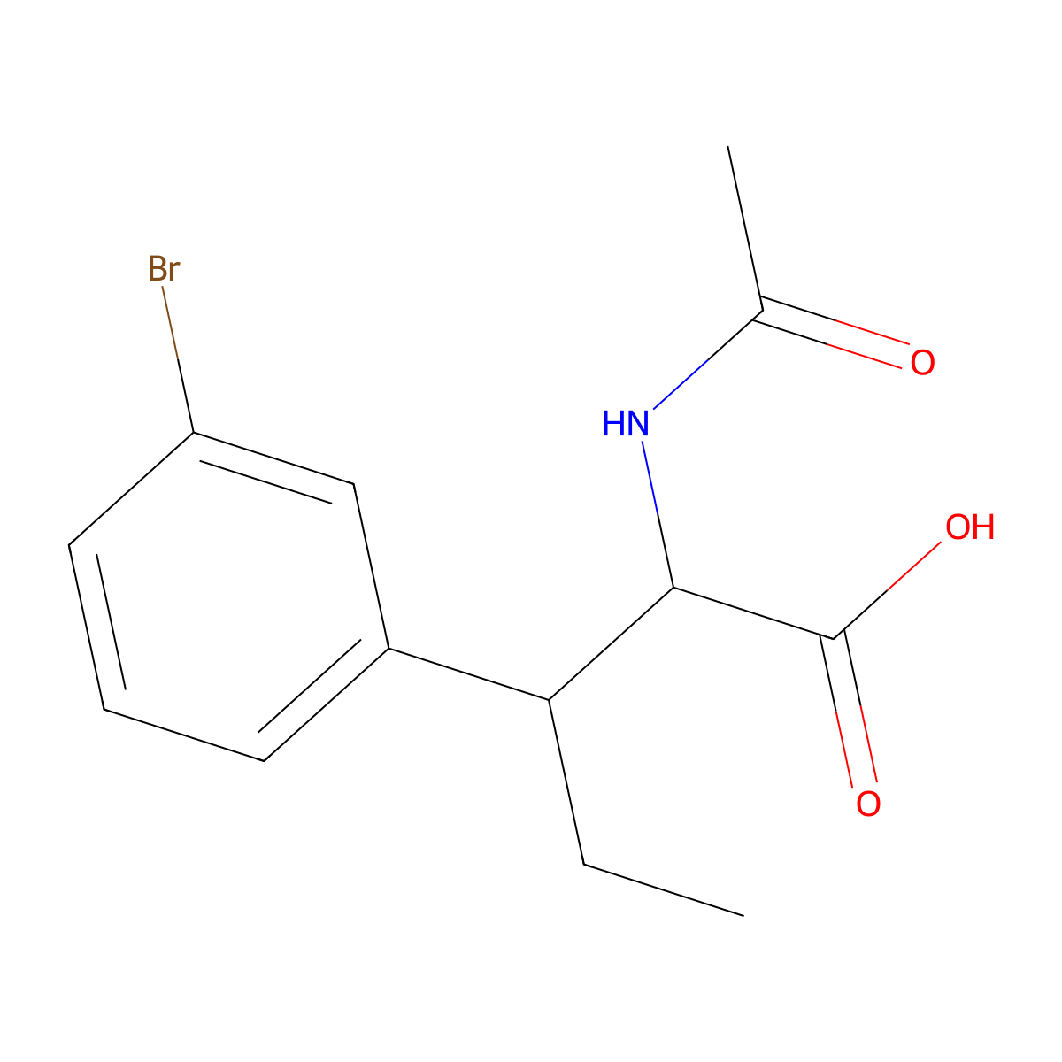 3-(3-Bromophenyl)-2-acetamidopentanoic acid molecular structure, CAS 2680571-73-5