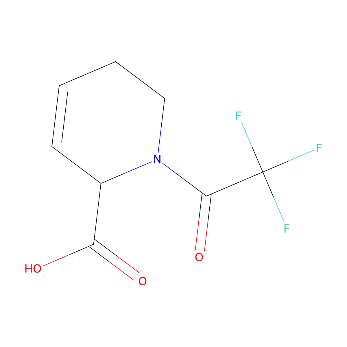 1-(Trifluoroacetyl)-1,2,5,6-tetrahydropyridine-2-carboxylic acid molecular structure, CAS 2680571-78-0