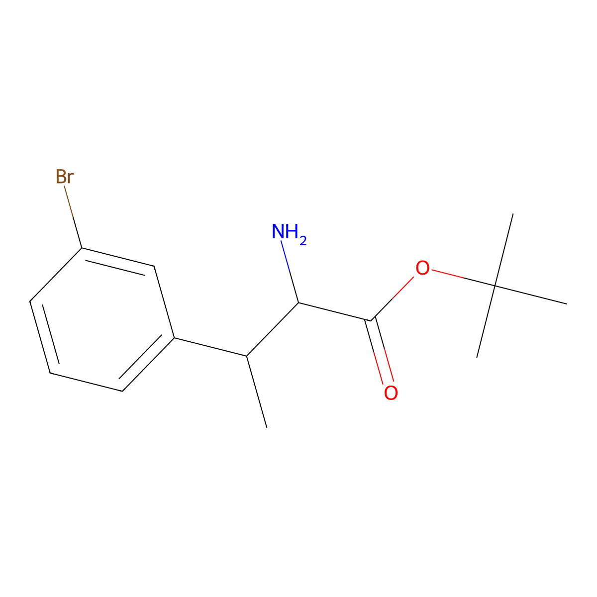 Tert-butyl 2-amino-3-(3-bromophenyl)butanoate molecular structure, CAS 2680571-80-4