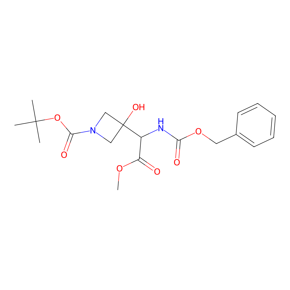 Tert-butyl 3-(1-{[(benzyloxy)carbonyl]amino}-2-methoxy-2-oxoethyl)-3-hydroxyazetidine-1-carboxylate molecular structure, CAS 2680571-81-5