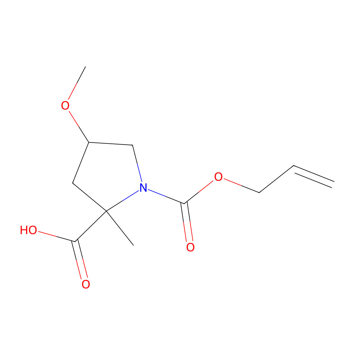 4-Methoxy-2-methyl-1-[(prop-2-en-1-yloxy)carbonyl]pyrrolidine-2-carboxylic acid molecular structure, CAS 2680571-86-0