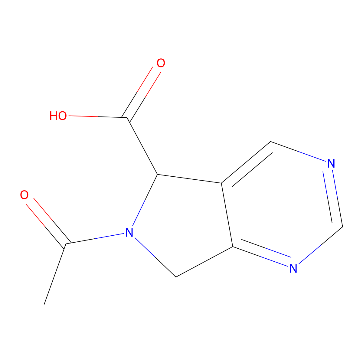 6-acetyl-5H,6H,7H-pyrrolo[3,4-d]pyrimidine-5-carboxylic acid molecular structure, CAS 2680571-93-9