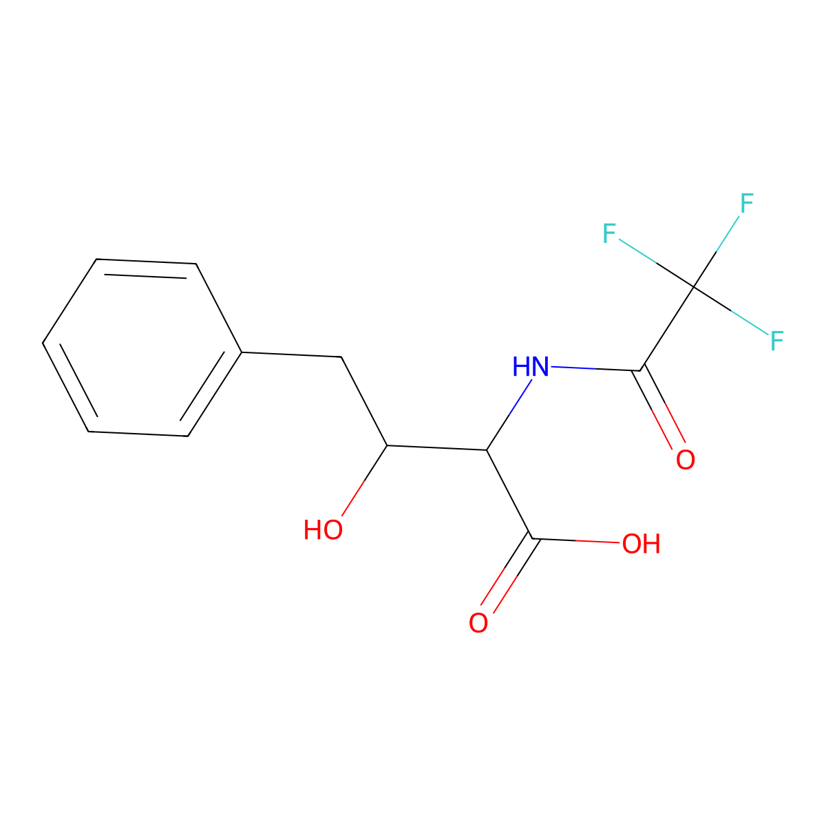 3-Hydroxy-4-phenyl-2-(2,2,2-trifluoroacetamido)butanoic acid molecular structure, CAS 2680571-97-3