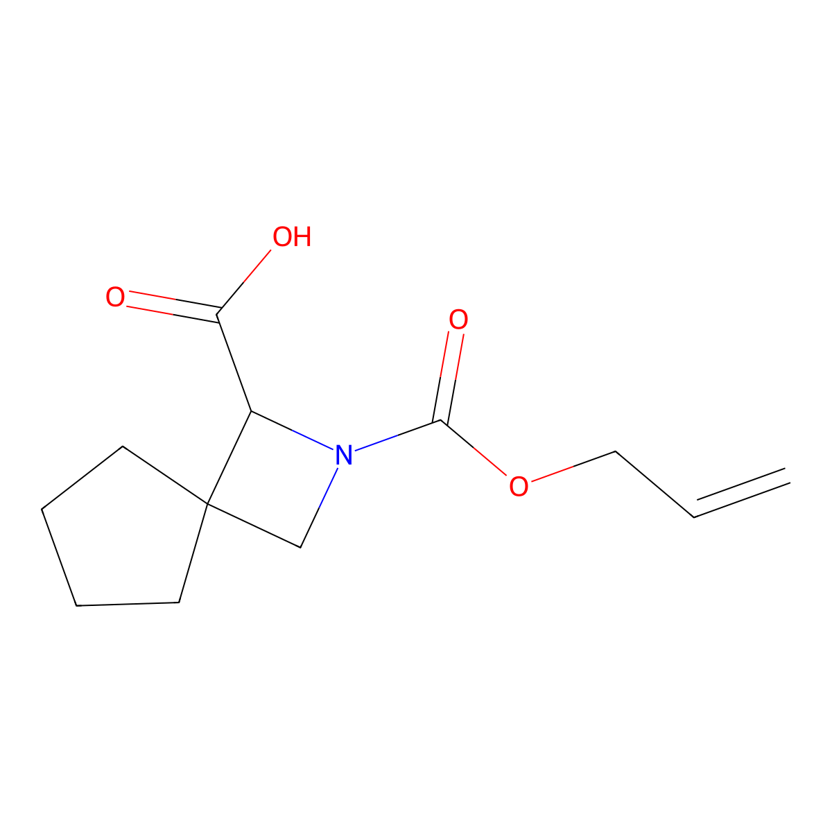 2-[(Prop-2-en-1-yloxy)carbonyl]-2-azaspiro[3.4]octane-1-carboxylic acid molecular structure, CAS 2680571-98-4