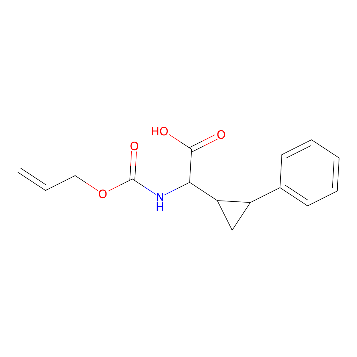 2-(2-Phenylcyclopropyl)-2-{[(prop-2-en-1-yloxy)carbonyl]amino}acetic acid molecular structure, CAS 2680572-00-1