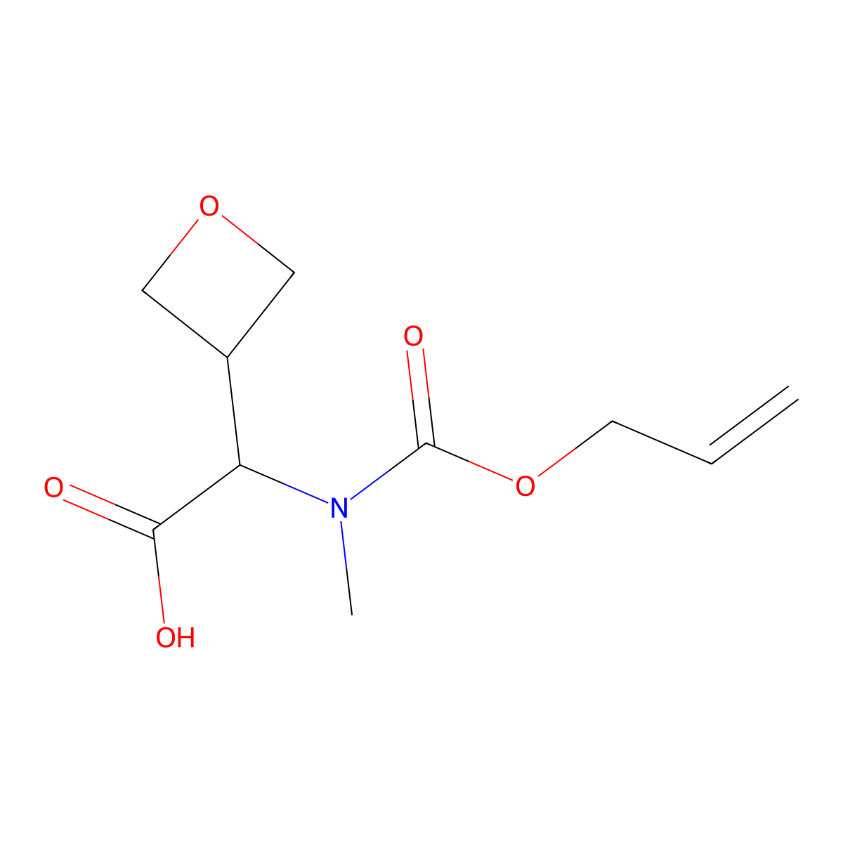 2-{Methyl[(prop-2-en-1-yloxy)carbonyl]amino}-2-(oxetan-3-yl)acetic acid molecular structure, CAS 2680572-02-3