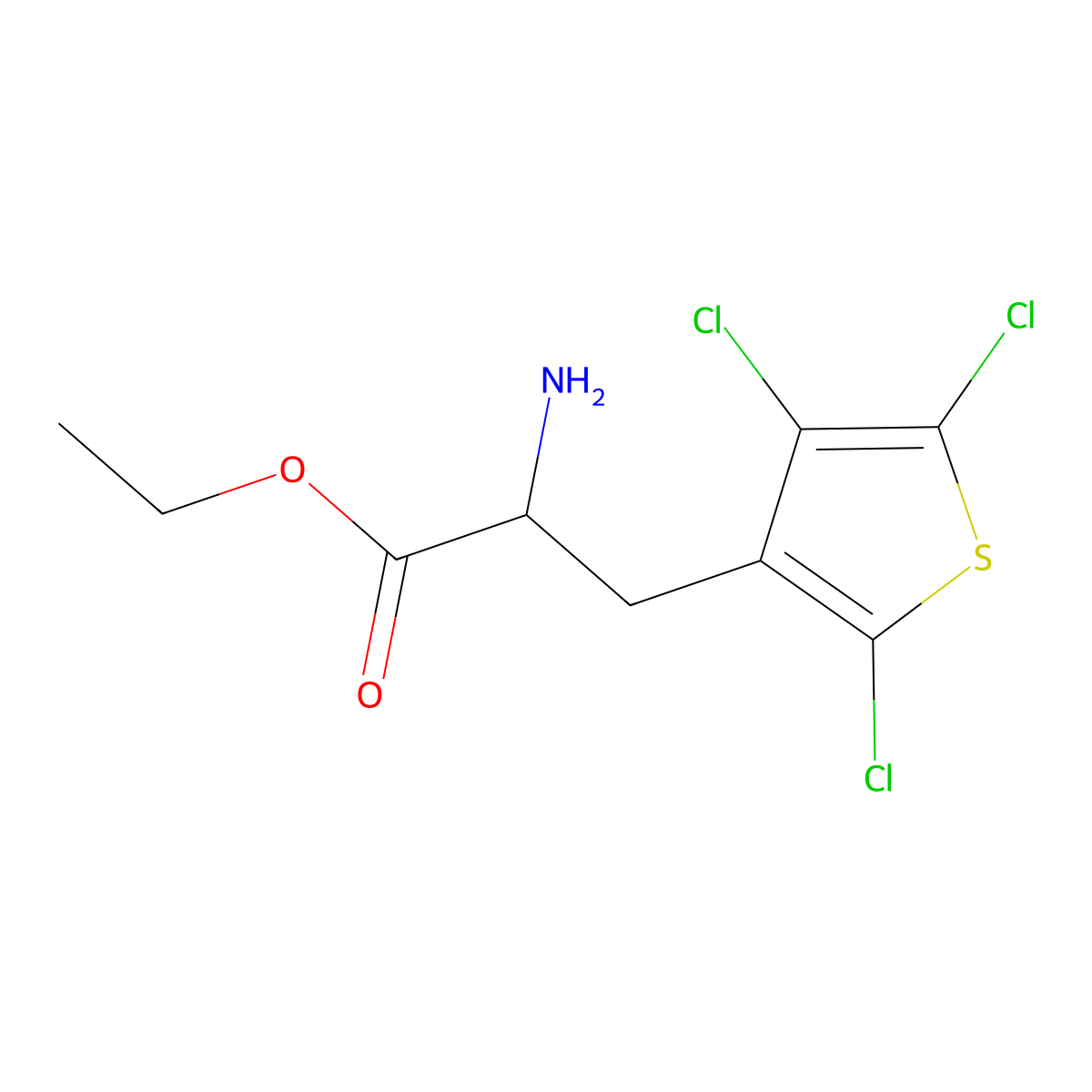 Ethyl 2-amino-3-(2,4,5-trichlorothiophen-3-yl)propanoate molecular structure, CAS 2680572-05-6