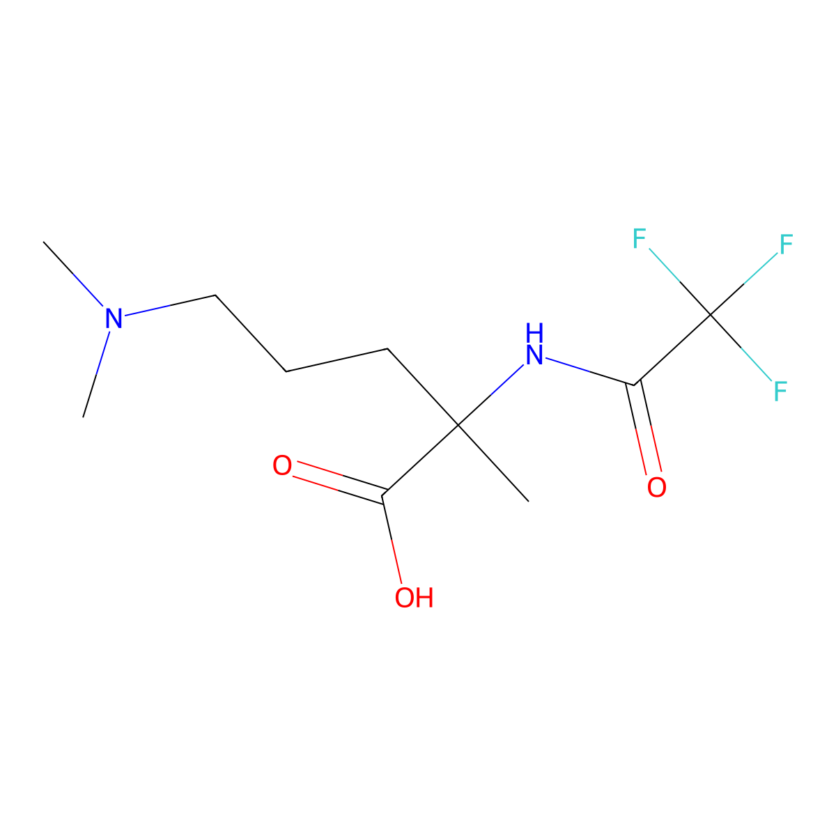 5-(Dimethylamino)-2-methyl-2-(2,2,2-trifluoroacetamido)pentanoic acid molecular structure, CAS 2680572-11-4