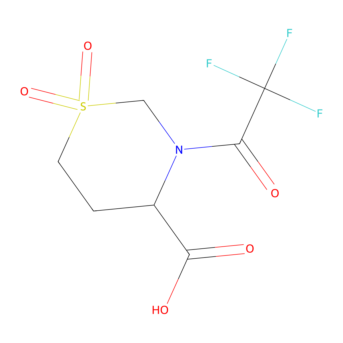 1,1-Dioxo-3-(2,2,2-trifluoroacetyl)-1lambda6,3-thiazinane-4-carboxylic acid molecular structure, CAS 2680572-14-7
