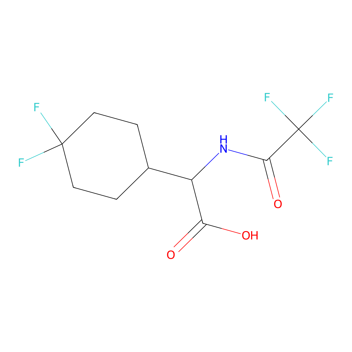 2-(4,4-Difluorocyclohexyl)-2-(2,2,2-trifluoroacetamido)acetic acid molecular structure, CAS 2680572-23-8