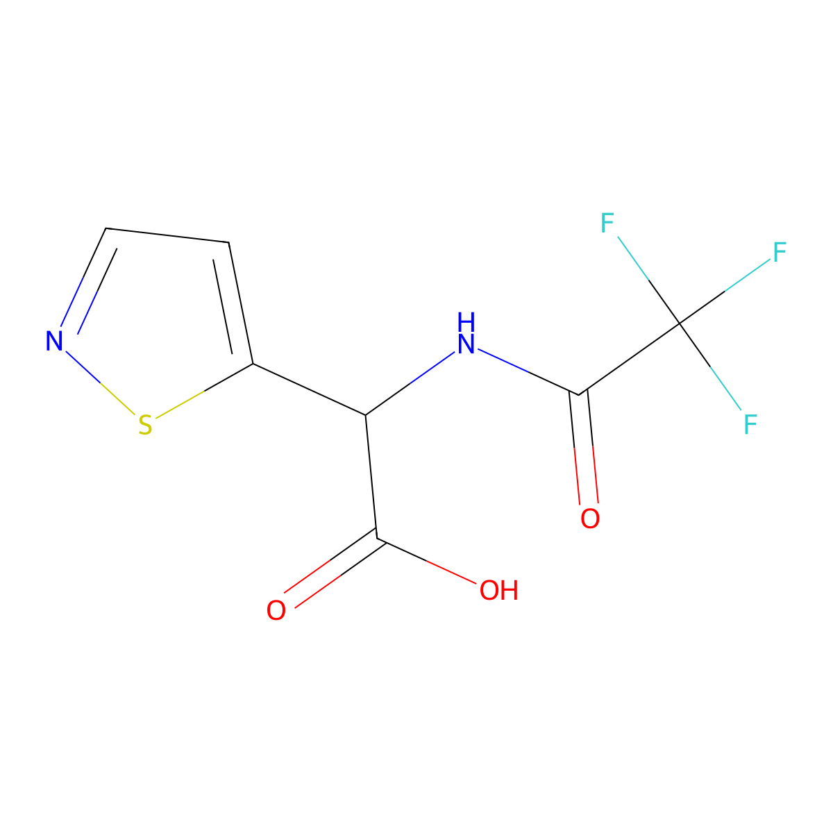 2-(1,2-Thiazol-5-yl)-2-(2,2,2-trifluoroacetamido)acetic acid molecular structure, CAS 2680572-24-9