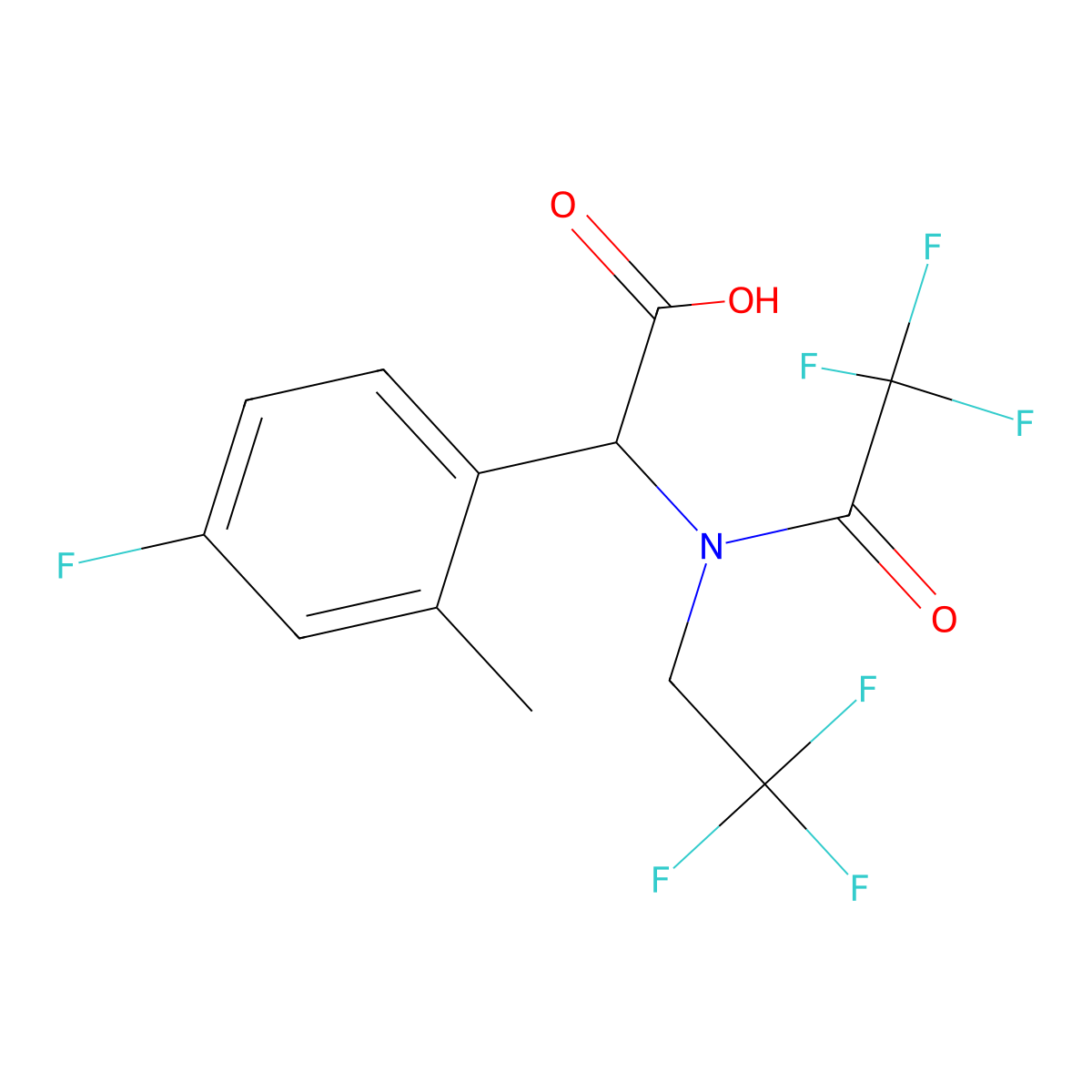 2-(4-fluoro-2-methylphenyl)-2-[2,2,2-trifluoro-N-(2,2,2-trifluoroethyl)acetamido]acetic acid molecular structure, CAS 2680572-26-1