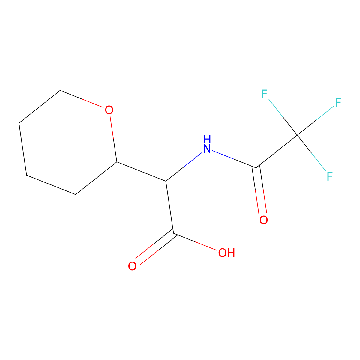 2-(Oxan-2-yl)-2-(2,2,2-trifluoroacetamido)acetic acid molecular structure, CAS 2680572-28-3