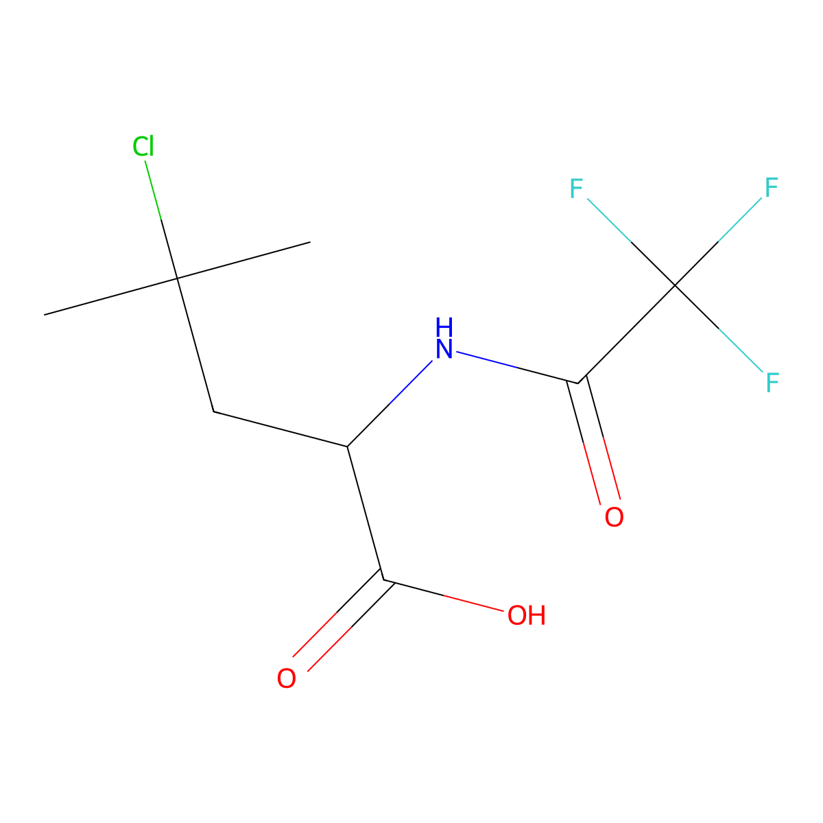 4-Chloro-4-methyl-2-(2,2,2-trifluoroacetamido)pentanoic acid molecular structure, CAS 2680572-30-7