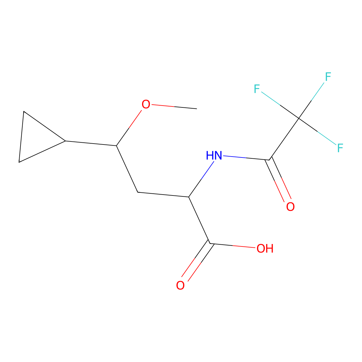 4-Cyclopropyl-4-methoxy-2-(2,2,2-trifluoroacetamido)butanoic acid molecular structure, CAS 2680572-31-8