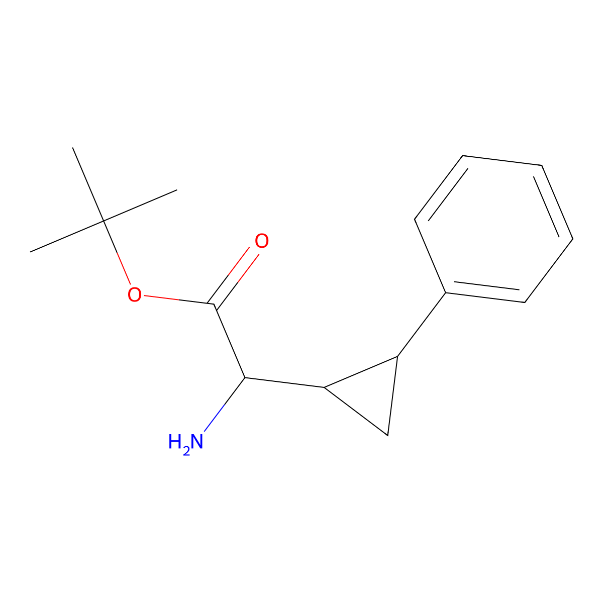 Tert-butyl 2-amino-2-(2-phenylcyclopropyl)acetate molecular structure, CAS 2680572-38-5
