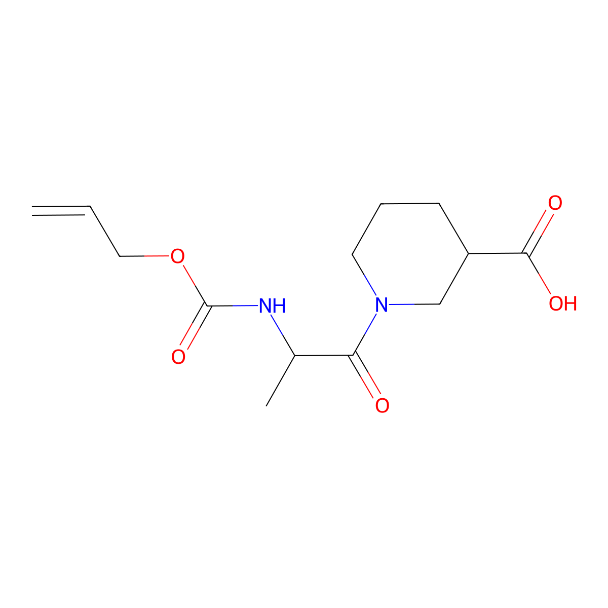 1-(2-{[(Prop-2-en-1-yloxy)carbonyl]amino}propanoyl)piperidine-3-carboxylic acid molecular structure, CAS 2680572-47-6