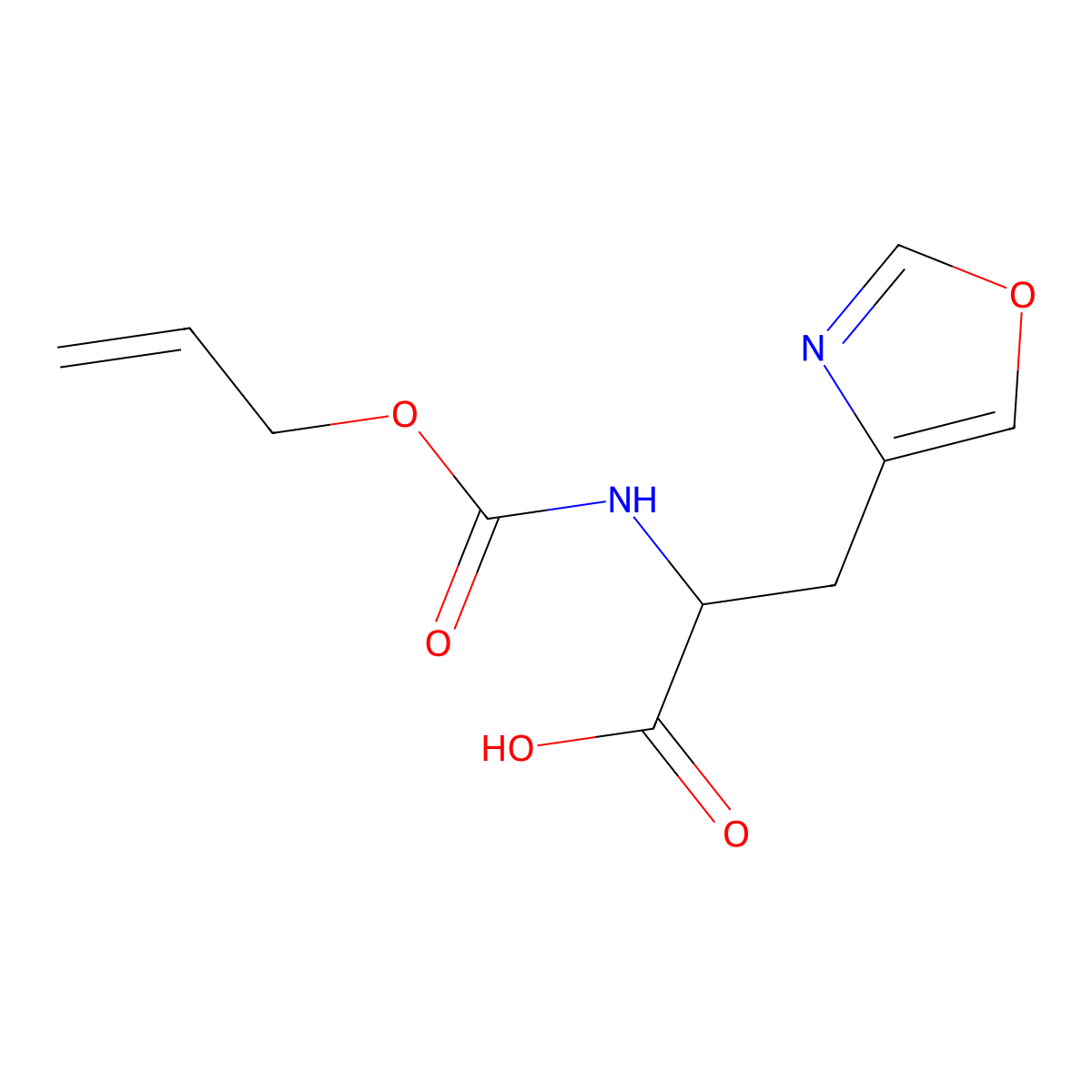 3-(1,3-Oxazol-4-yl)-2-{[(prop-2-en-1-yloxy)carbonyl]amino}propanoic acid molecular structure, CAS 2680572-54-5