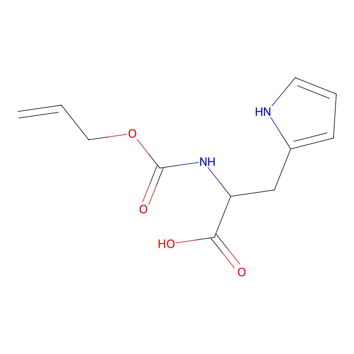 2-{[(prop-2-en-1-yloxy)carbonyl]amino}-3-(1H-pyrrol-2-yl)propanoic acid molecular structure, CAS 2680572-66-9