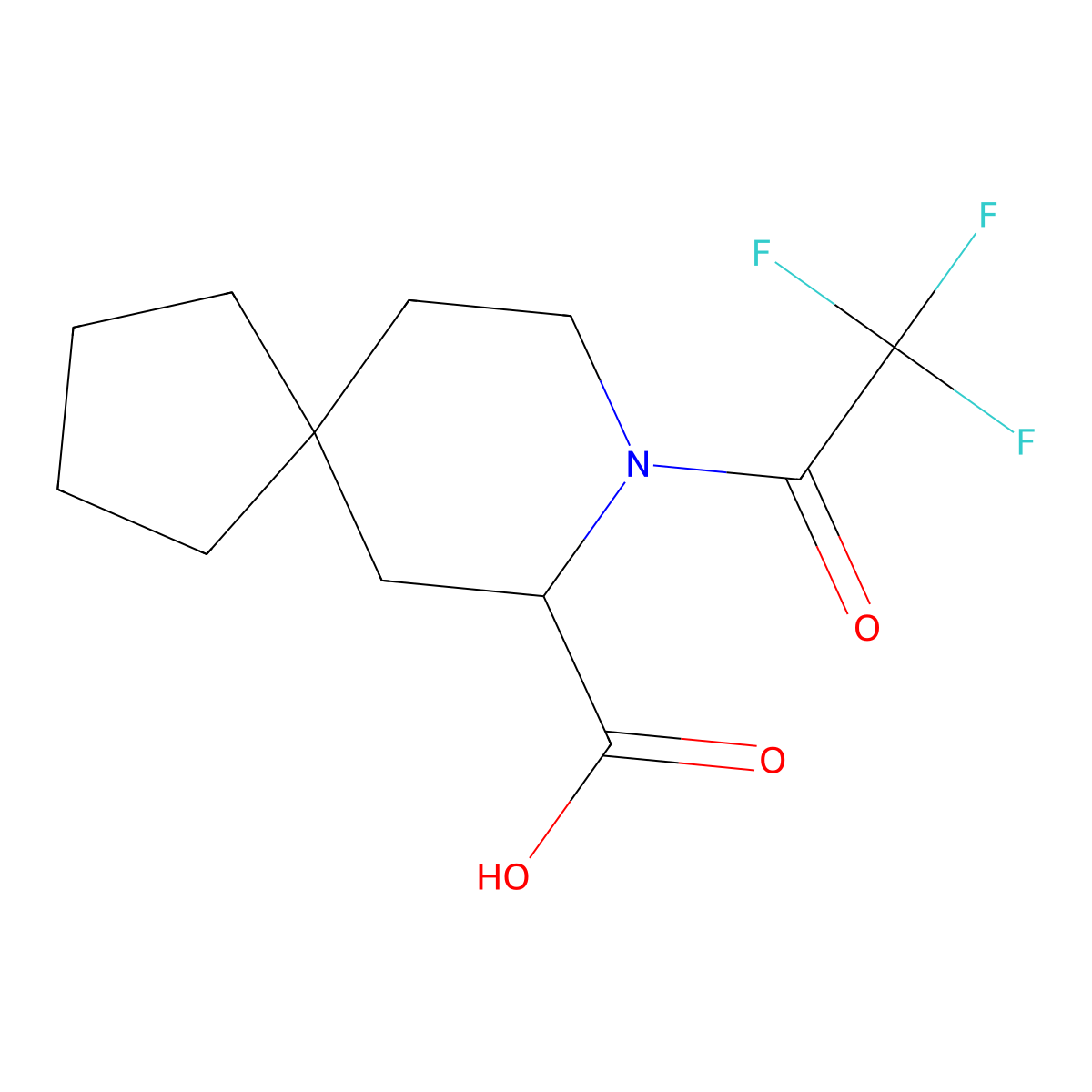 8-(2,2,2-Trifluoroacetyl)-8-azaspiro[4.5]decane-7-carboxylic acid molecular structure, CAS 2680572-77-2
