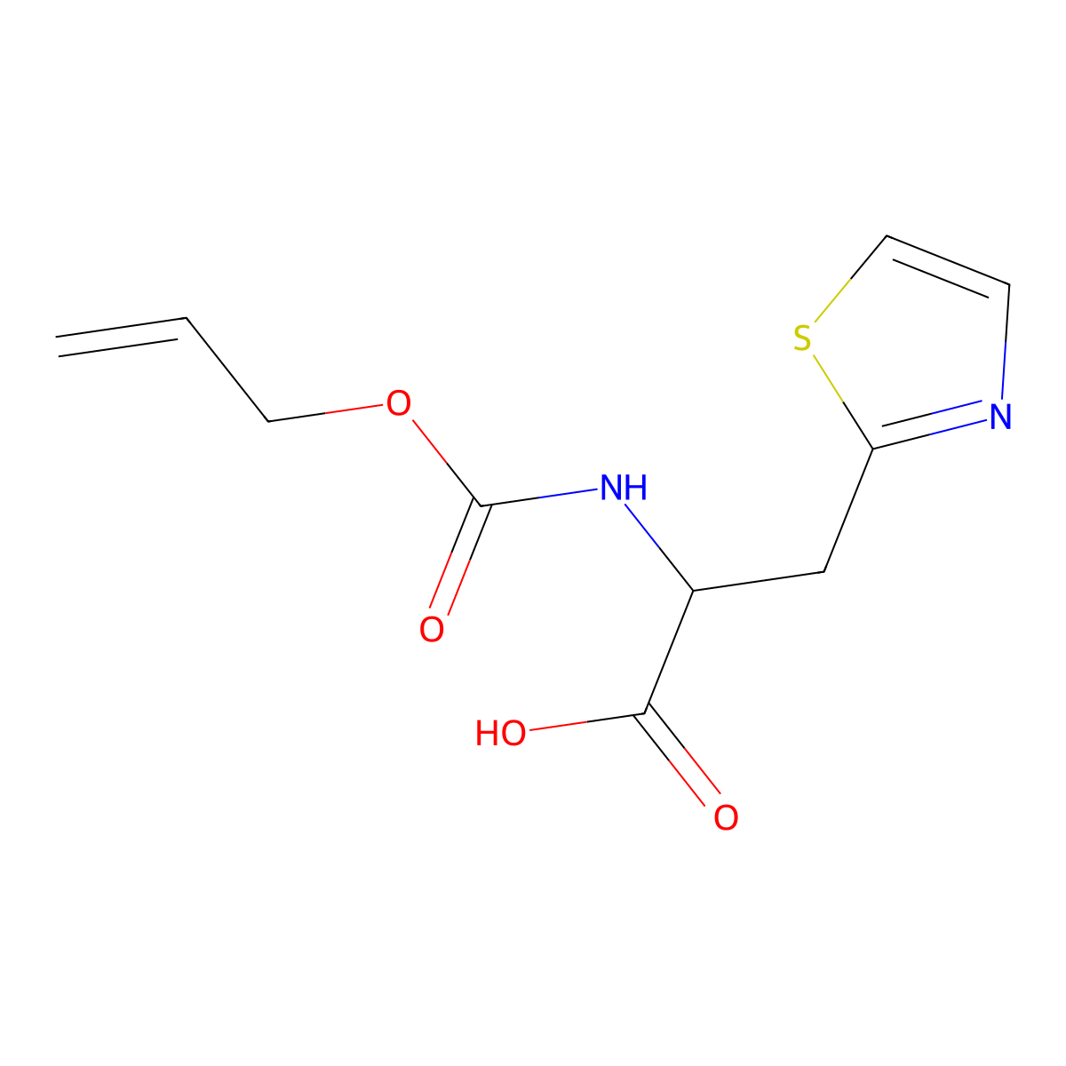 2-{[(Prop-2-en-1-yloxy)carbonyl]amino}-3-(1,3-thiazol-2-yl)propanoic acid molecular structure, CAS 2680572-78-3