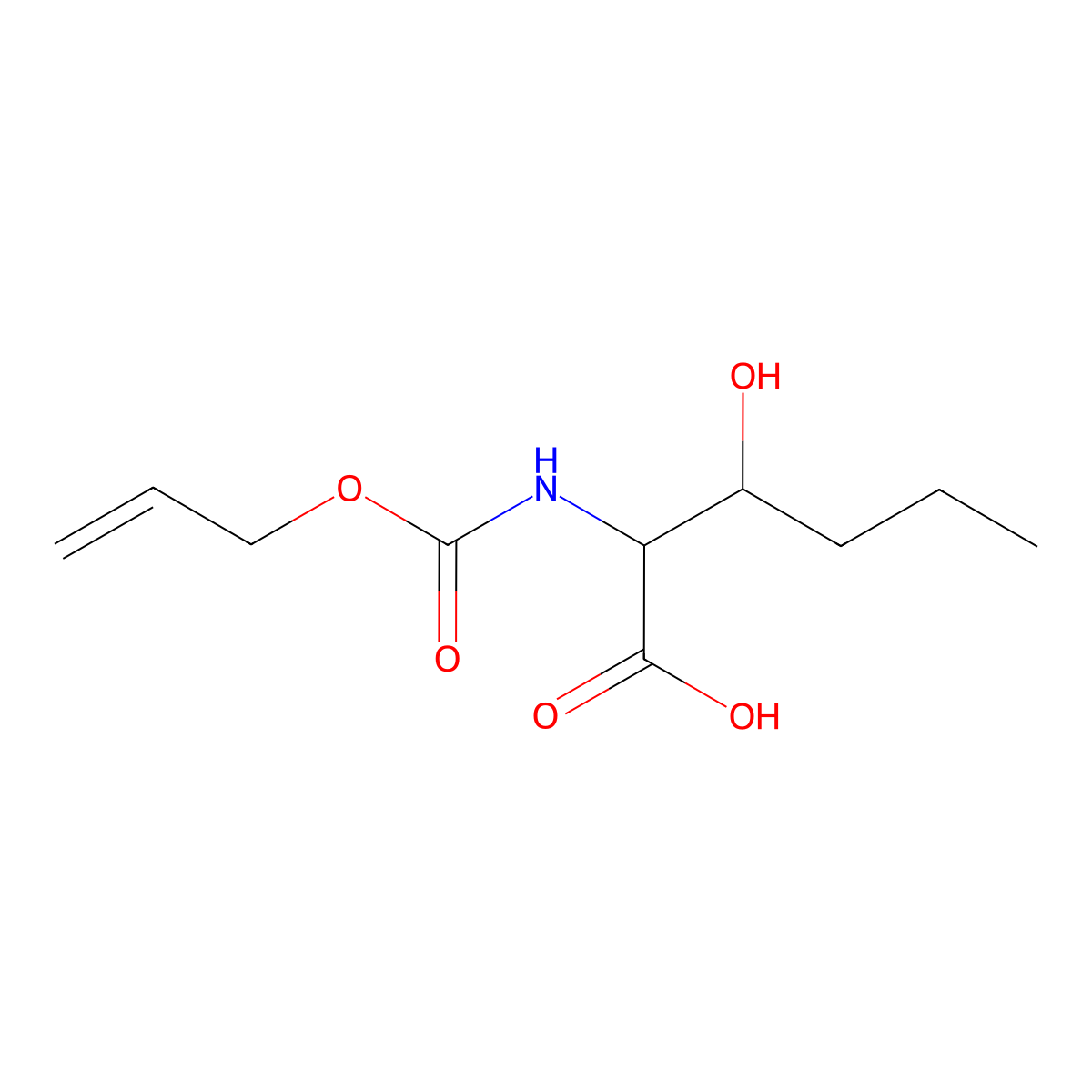 3-Hydroxy-2-{[(prop-2-en-1-yloxy)carbonyl]amino}hexanoic acid molecular structure, CAS 2680572-83-0