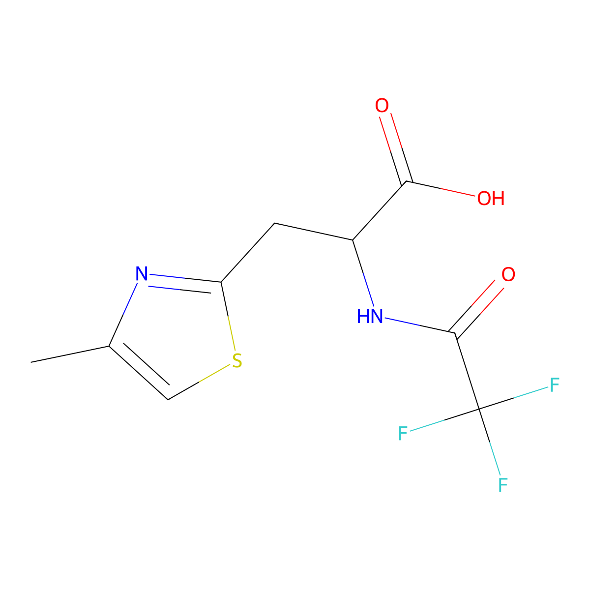 3-(4-Methyl-1,3-thiazol-2-yl)-2-(2,2,2-trifluoroacetamido)propanoic acid molecular structure, CAS 2680572-95-4