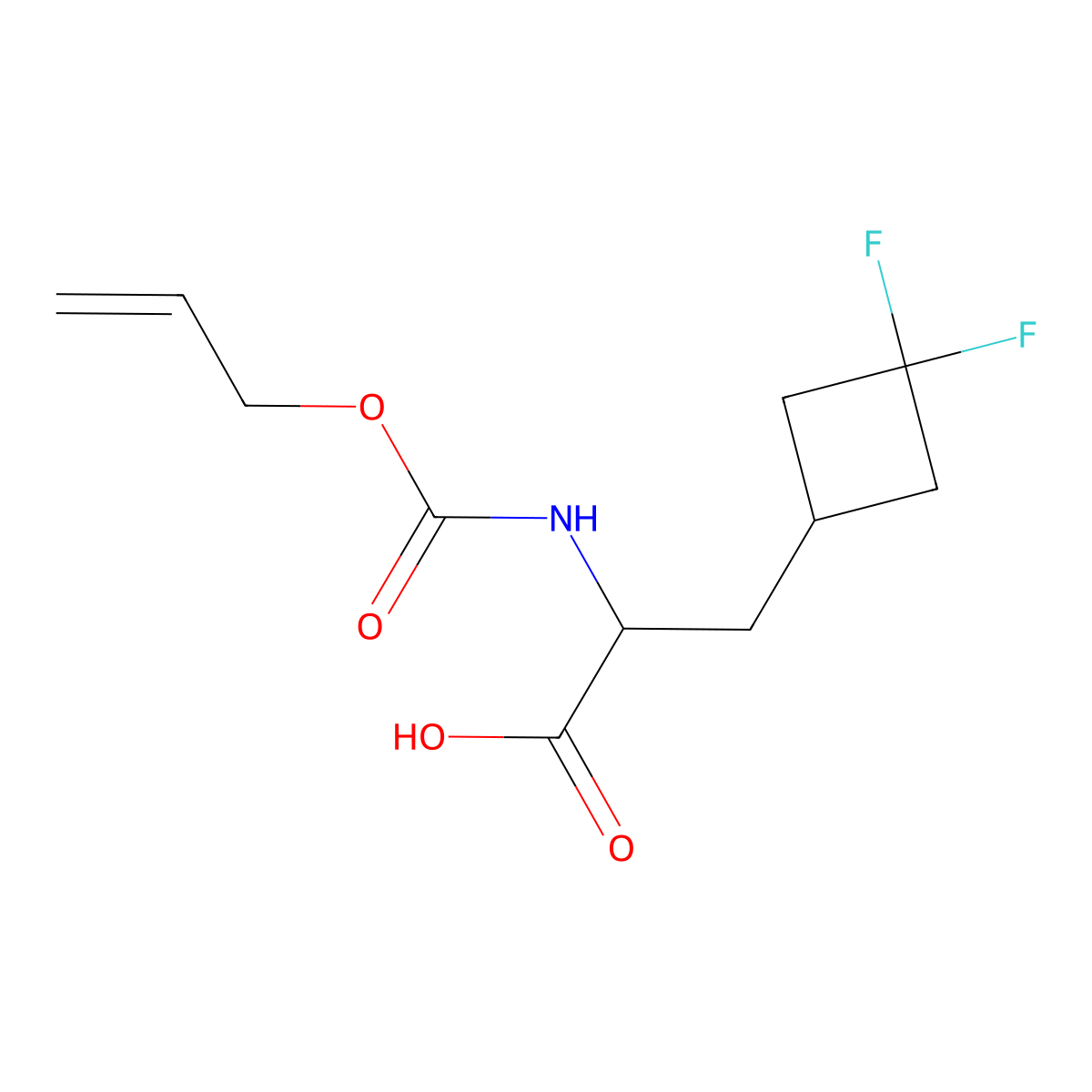 3-(3,3-Difluorocyclobutyl)-2-{[(prop-2-en-1-yloxy)carbonyl]amino}propanoic acid molecular structure, CAS 2680572-97-6