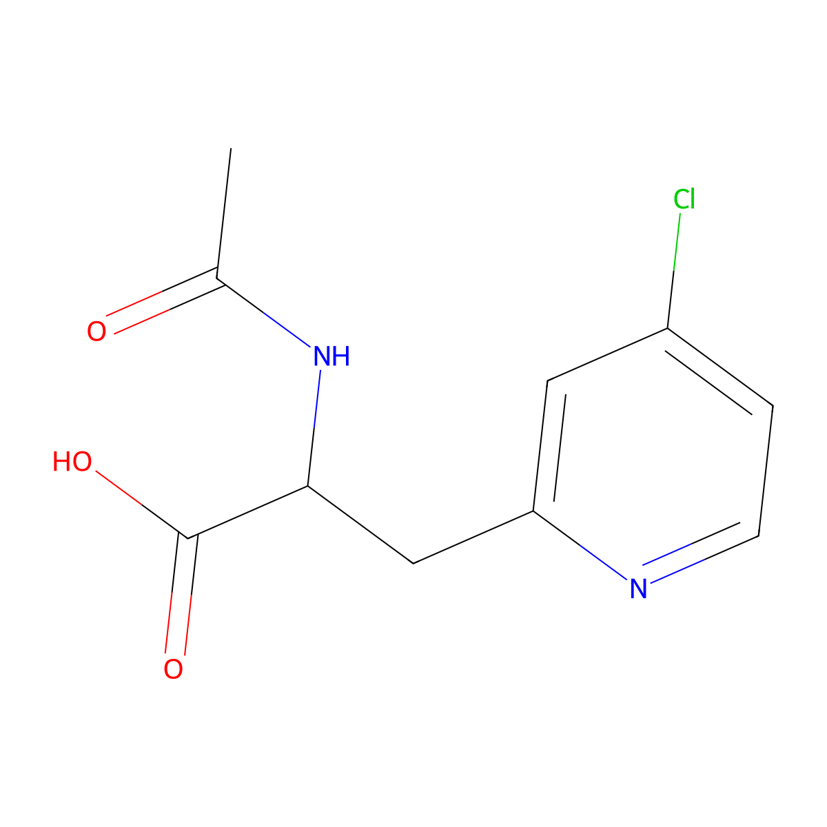 3-(4-Chloropyridin-2-yl)-2-acetamidopropanoic acid molecular structure, CAS 2680573-07-1