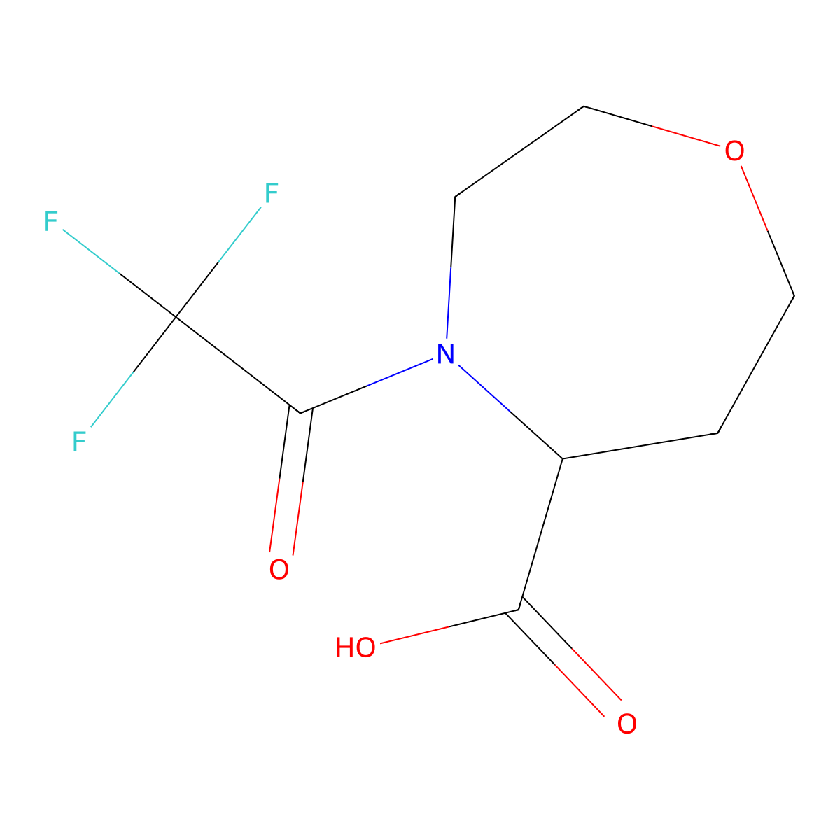 4-(2,2,2-Trifluoroacetyl)-1,4-oxazepane-5-carboxylic acid molecular structure, CAS 2680573-08-2