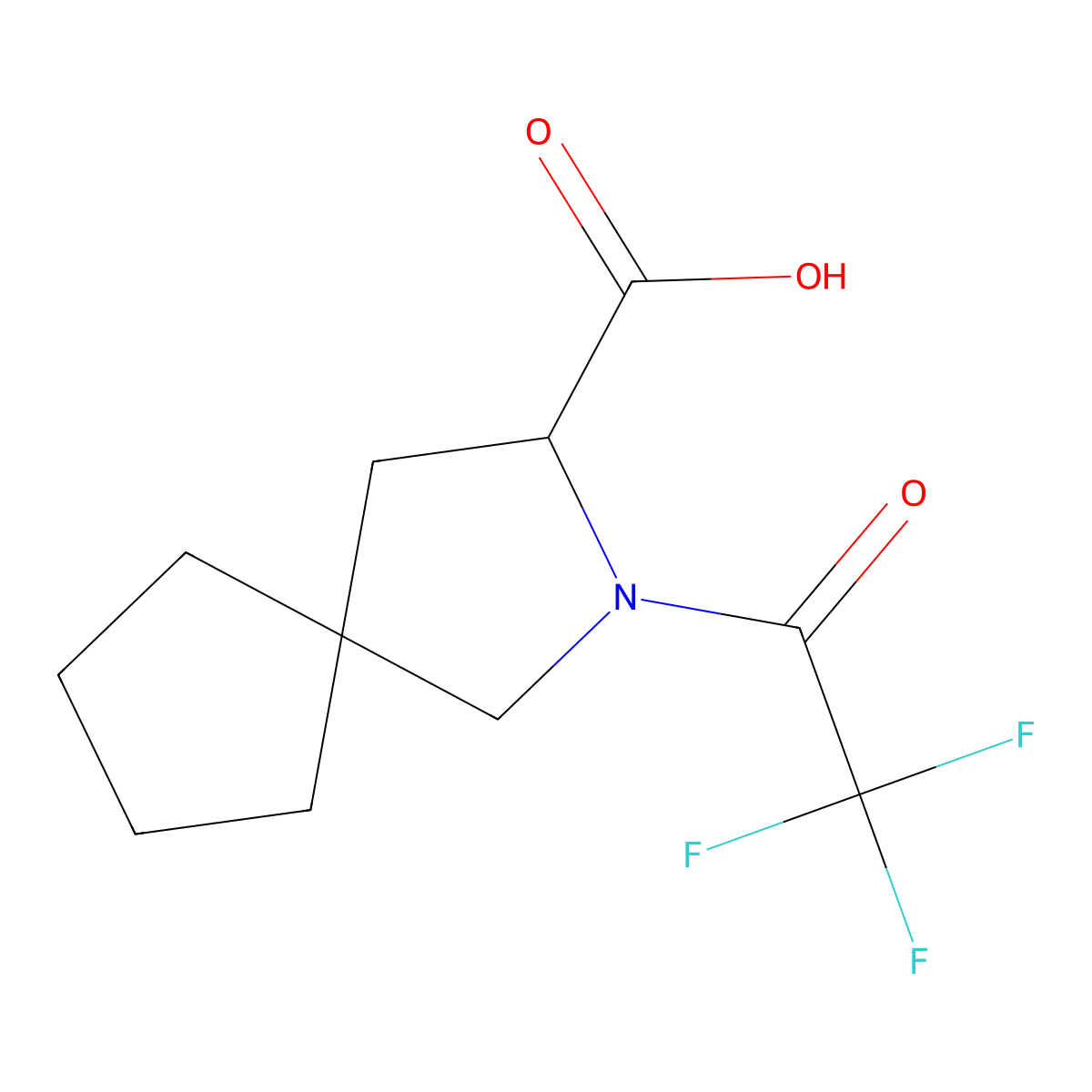 2-(Trifluoroacetyl)-2-azaspiro[4.4]nonane-3-carboxylic acid molecular structure, CAS 2680573-10-6