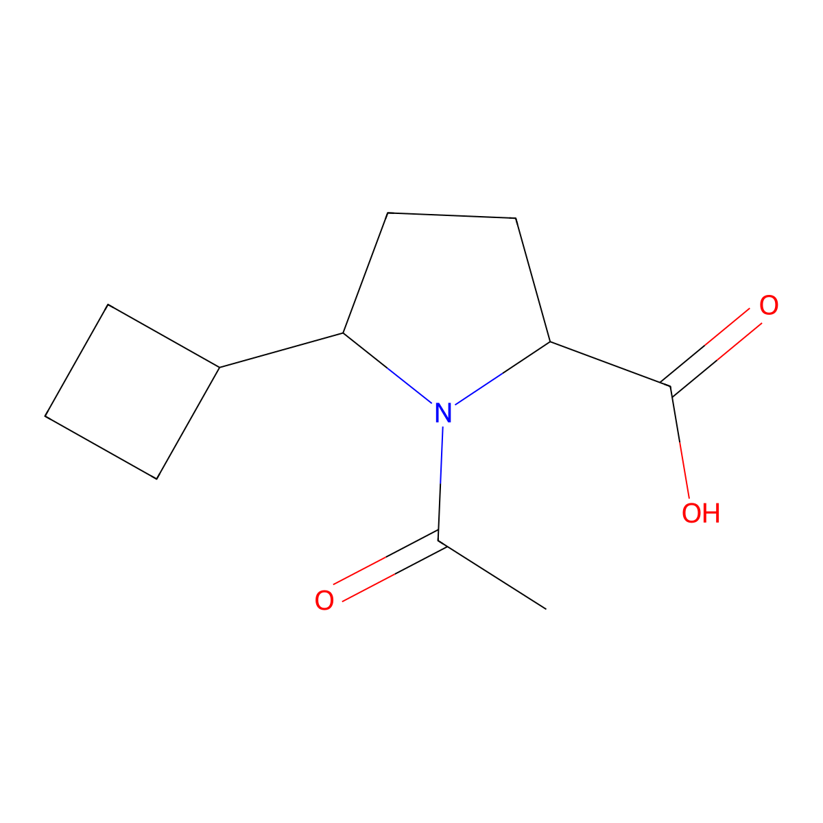 1-Acetyl-5-cyclobutylpyrrolidine-2-carboxylic acid molecular structure, CAS 2680573-11-7