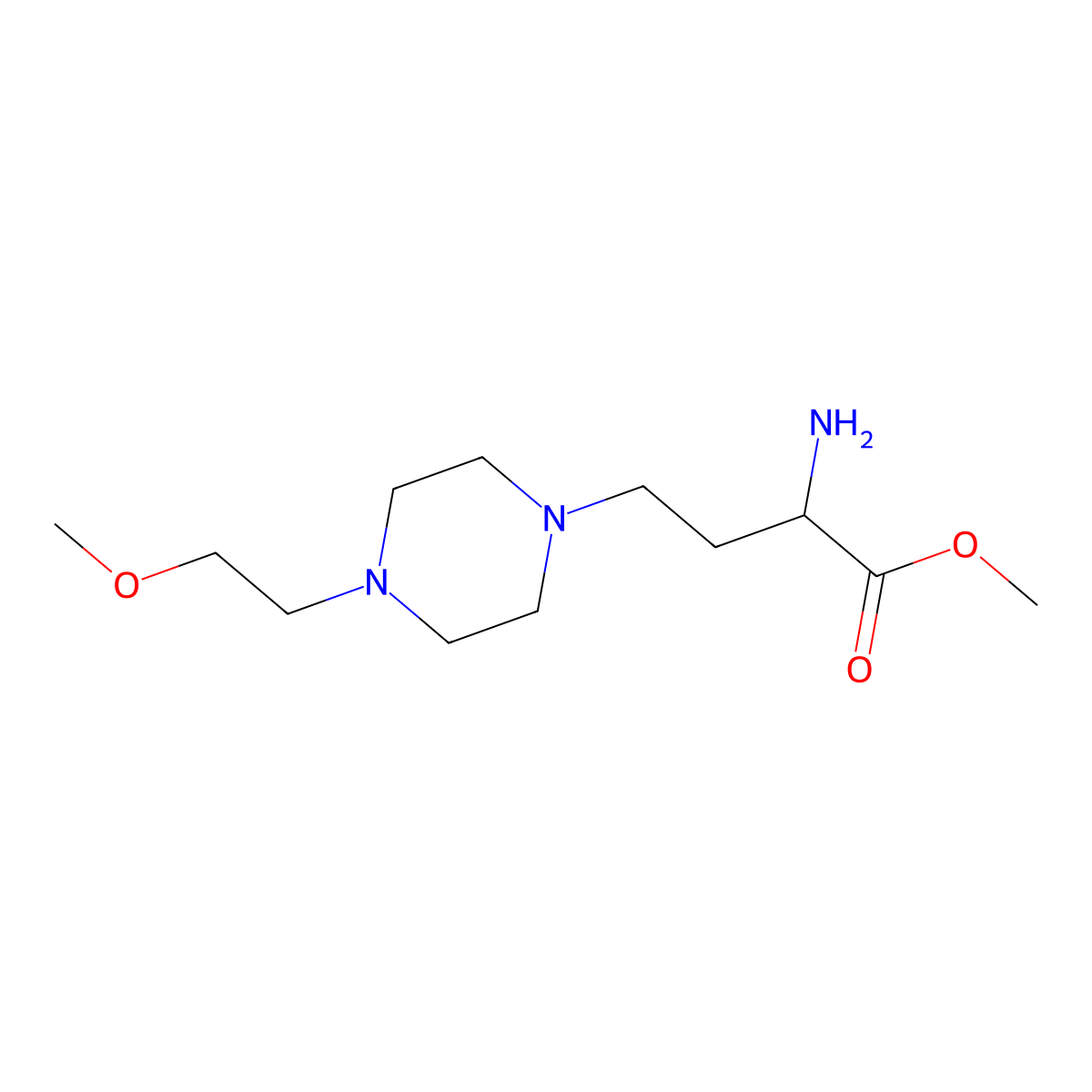 Methyl 2-amino-4-[4-(2-methoxyethyl)piperazin-1-yl]butanoate molecular structure, CAS 2680573-12-8