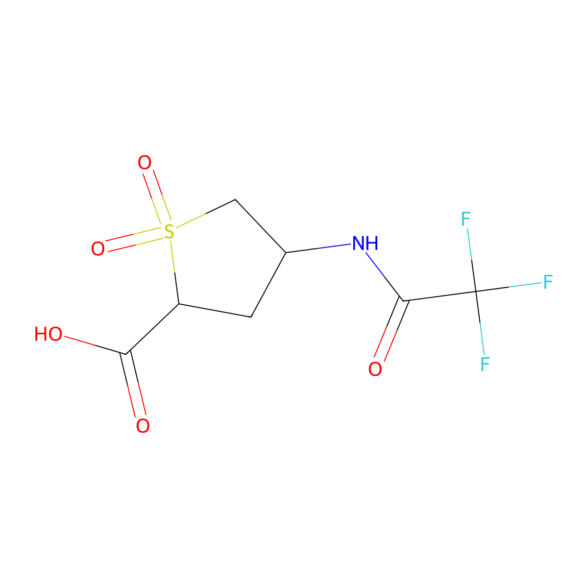 1,1-Dioxo-4-(2,2,2-trifluoroacetamido)-1lambda6-thiolane-2-carboxylic acid molecular structure, CAS 2680573-14-0