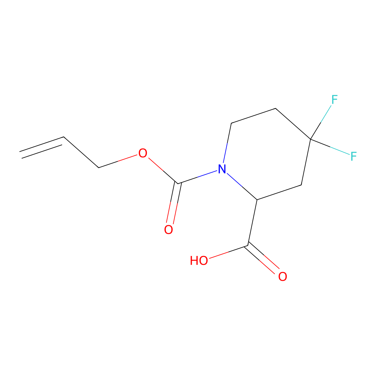 4,4-Difluoro-1-[(prop-2-en-1-yloxy)carbonyl]piperidine-2-carboxylic acid molecular structure, CAS 2680573-16-2