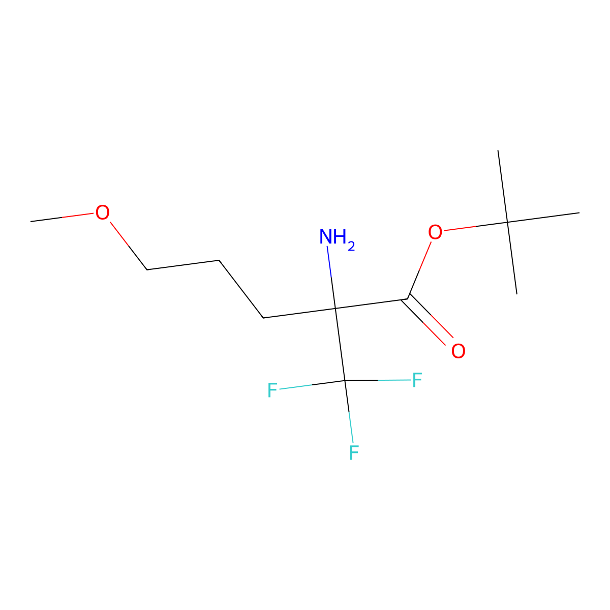 Tert-butyl 2-amino-5-methoxy-2-(trifluoromethyl)pentanoate molecular structure, CAS 2680573-17-3
