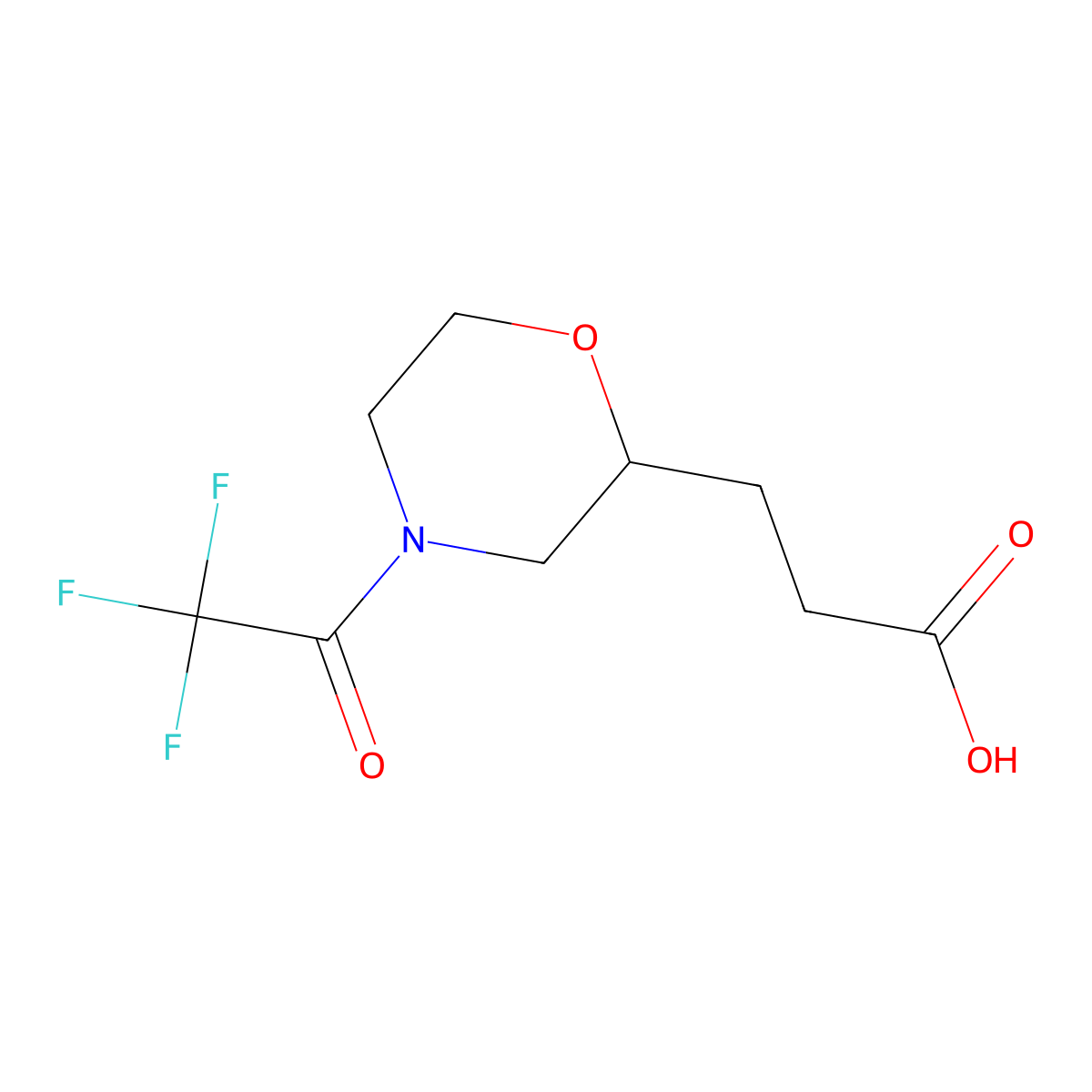 3-[4-(2,2,2-Trifluoroacetyl)morpholin-2-yl]propanoic acid molecular structure, CAS 2680573-27-5