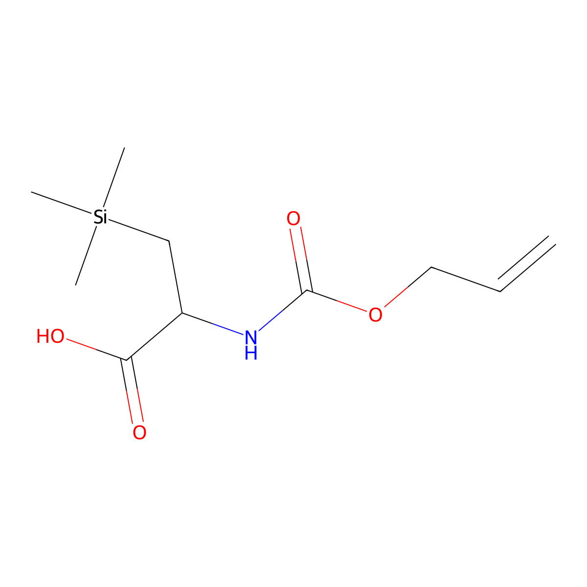 2-{[(Prop-2-en-1-yloxy)carbonyl]amino}-3-(trimethylsilyl)propanoic acid molecular structure, CAS 2680573-29-7