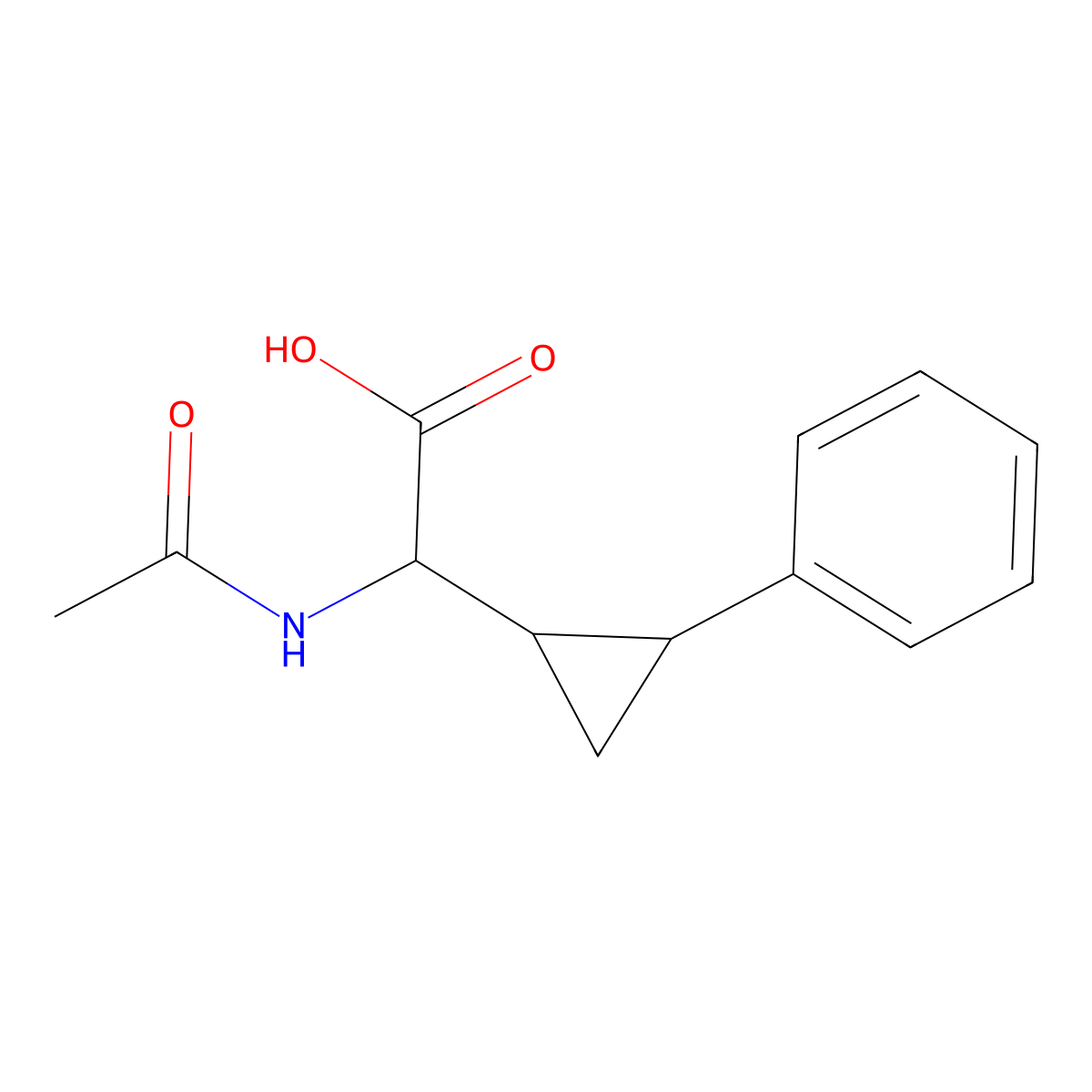 2-Acetamido-2-(2-phenylcyclopropyl)acetic acid molecular structure, CAS 2680585-06-0