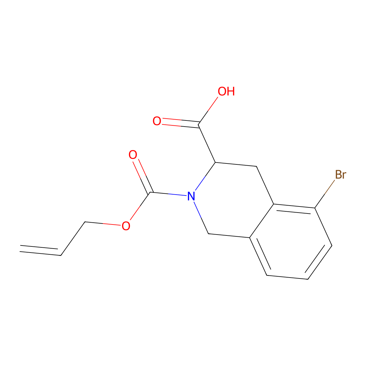 5-Bromo-2-[(prop-2-en-1-yloxy)carbonyl]-1,2,3,4-tetrahydroisoquinoline-3-carboxylic acid molecular structure, CAS 2680585-14-0