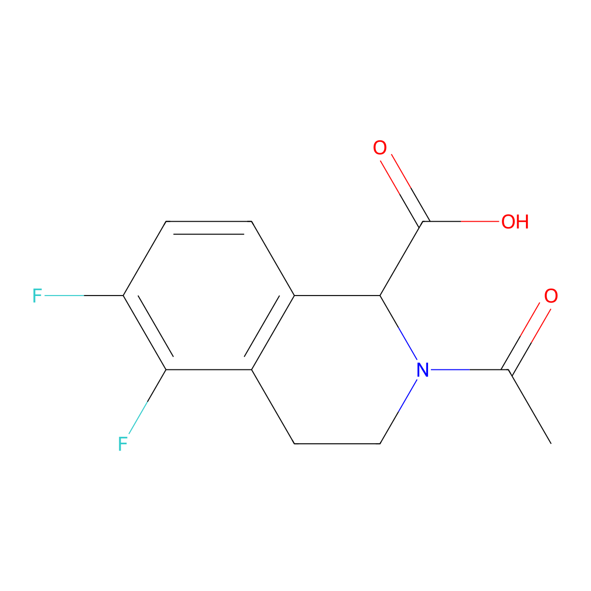 2-Acetyl-5,6-difluoro-1,2,3,4-tetrahydroisoquinoline-1-carboxylic acid molecular structure, CAS 2680585-20-8